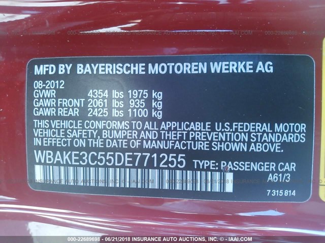 WBAKE3C55DE771255 - 2013 BMW 328 I RED photo 9