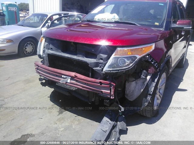 1FM5K8F80DGC02356 - 2013 FORD EXPLORER LIMITED RED photo 6
