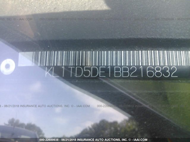 KL1TD5DE1BB216832 - 2011 CHEVROLET AVEO LS/LT 银色 照片 9