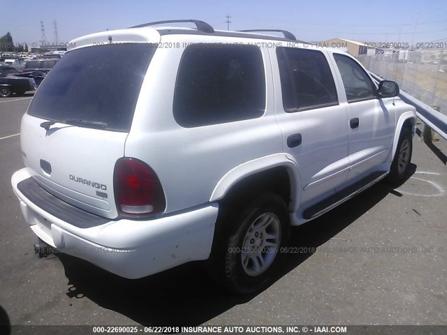 1D4HR58NX3F556620 - 2003 DODGE DURANGO SLT PLUS WHITE photo 4