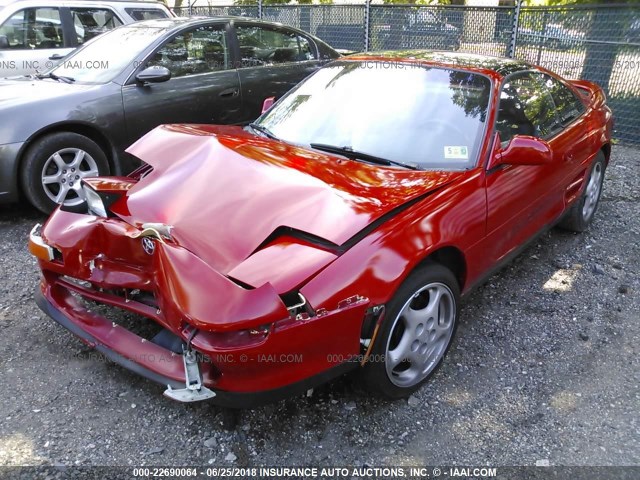 JT2SW21N1M0004666 - 1991 TOYOTA MR2 SPORT ROOF RED photo 2