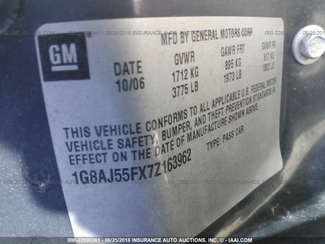 1G8AJ55FX7Z163962 - 2007 SATURN ION LEVEL 2 Boz foto 9
