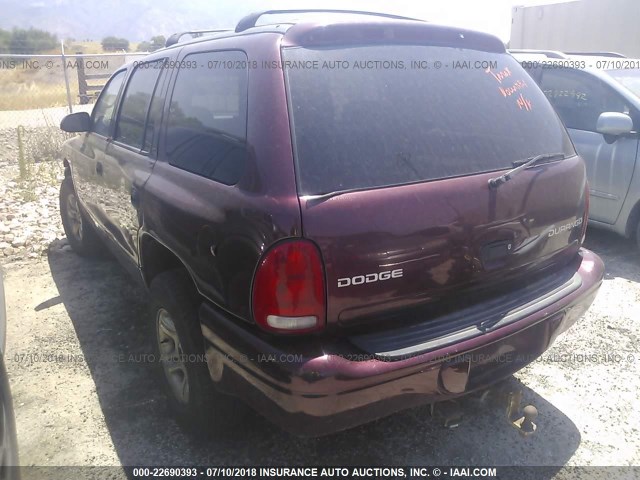 1D4HS38N93F537615 - 2003 DODGE DURANGO SPORT BURGUNDY photo 3