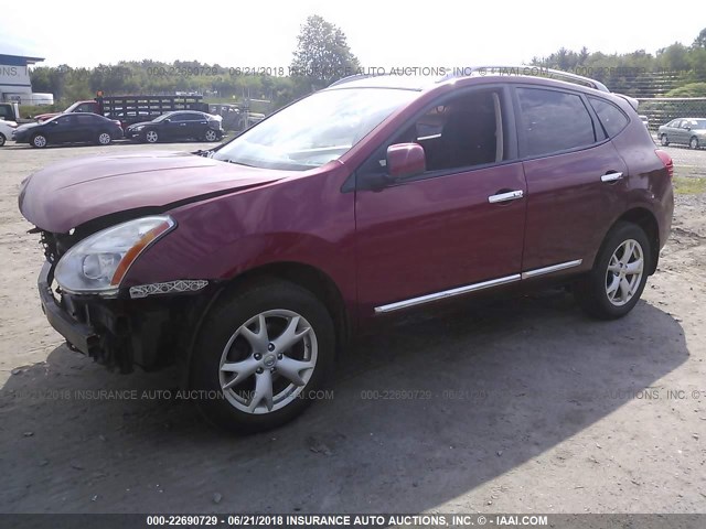 JN8AS5MV1BW280999 - 2011 NISSAN ROGUE S/SV/KROM MAROON photo 2