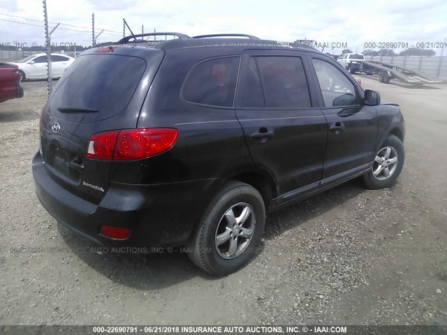 5NMSG13D78H173230 - 2008 HYUNDAI SANTA FE GLS BLACK photo 4