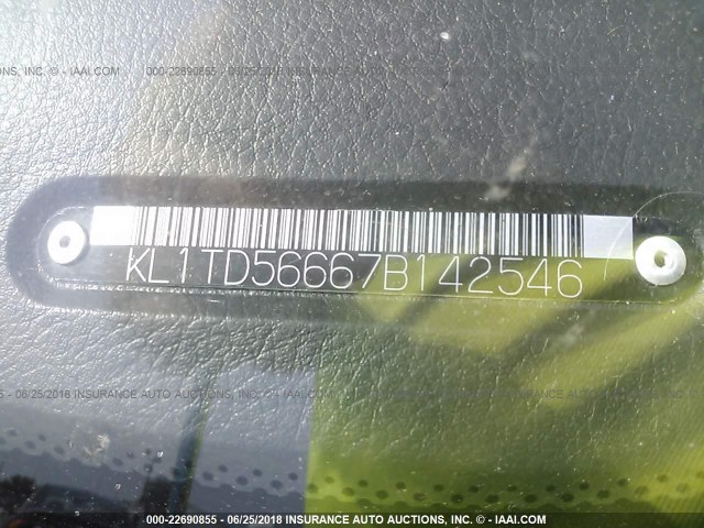 KL1TD56667B142546 - 2007 CHEVROLET AVEO LS BLUE photo 9