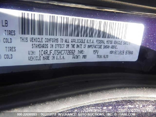 1C4RJFJT5HC772682 - 2017 JEEP GRAND CHEROKEE SUMMIT Qara foto 9