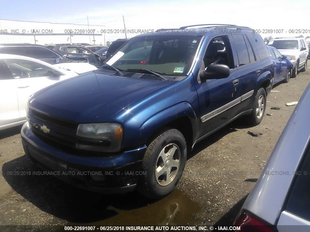 1GNDT13S922154359 - 2002 CHEVROLET TRAILBLAZER  BLUE photo 2