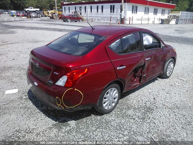 3N1CN7AP3CL819307 - 2012 NISSAN VERSA S/SV/SL RED photo 4