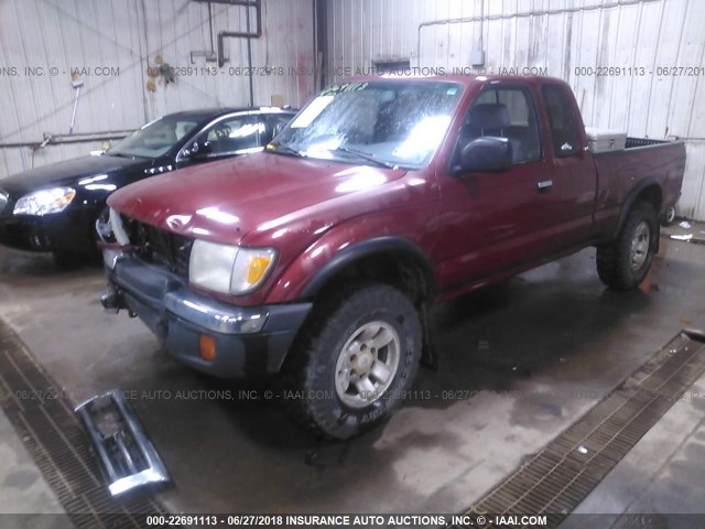 4TASM92N3YZ678528 - 2000 TOYOTA TACOMA XTRACAB PRERUNNER მუქწითელი ფოტო 2
