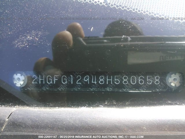 2HGFG12948H580658 - 2008 HONDA CIVIC EXL შავი ფოტო 9