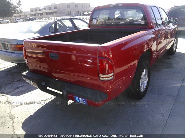 1B7HL2AX01S327277 - 2001 DODGE DAKOTA QUAD RED photo 4