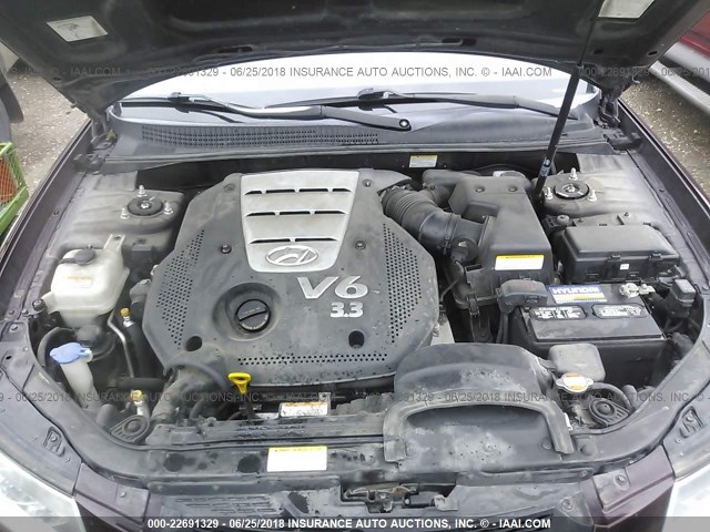 5NPEU46F56H141235 - 2006 HYUNDAI SONATA GLS/LX BURGUNDY photo 10