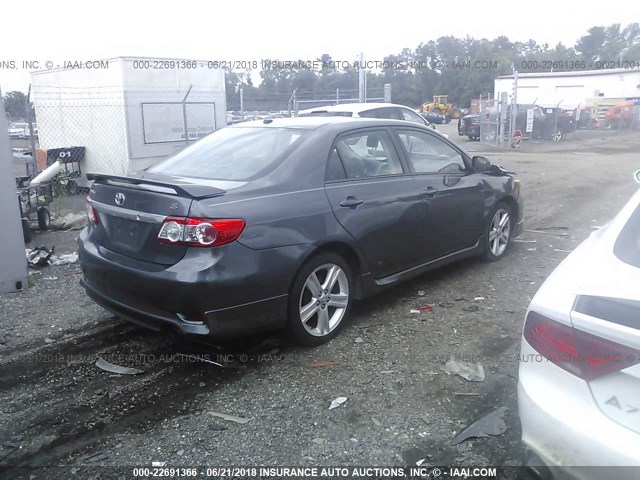 2T1BU4EE5DC044094 - 2013 TOYOTA COROLLA S/LE GRAY photo 4