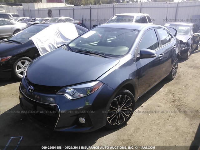 5YFBURHE7FP192968 - 2015 TOYOTA COROLLA L/LE/LE PLS/PRM/S/S PLS GRAY photo 2