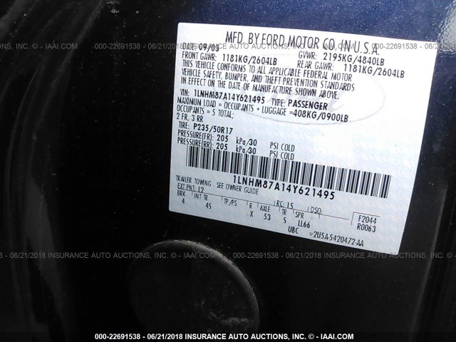 1LNHM87A14Y621495 - 2004 LINCOLN LS 蓝色 照片 9