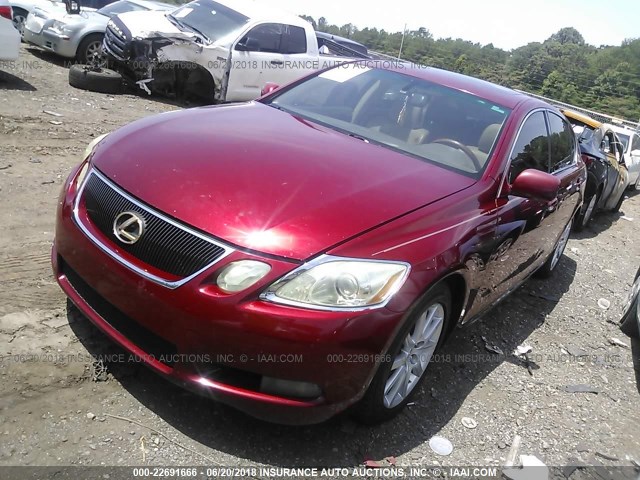 JTHBH96S965010034 - 2006 LEXUS GS GENERATION 200 300 MAROON photo 2