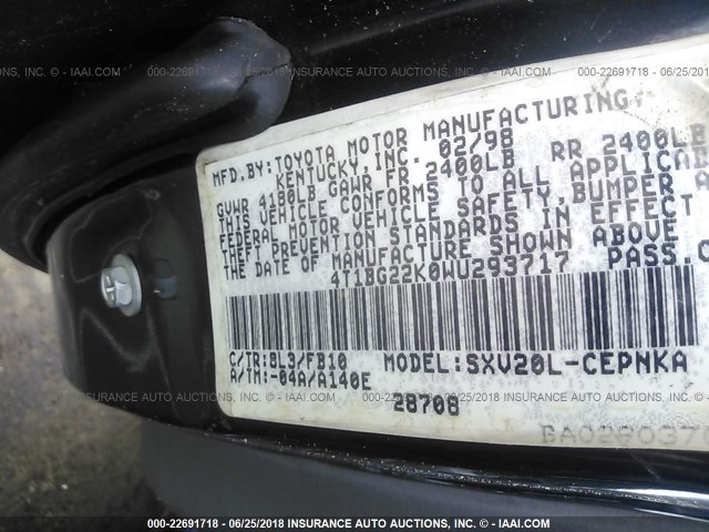 4T1BG22K0WU293717 - 1998 TOYOTA CAMRY CE/LE/XLE Navy photo 9
