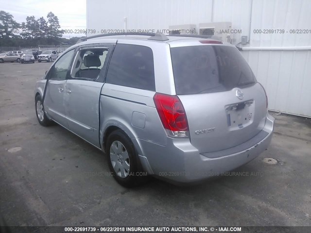 5N1BV28U15N109022 - 2005 NISSAN QUEST S/SE/SL SILVER photo 3