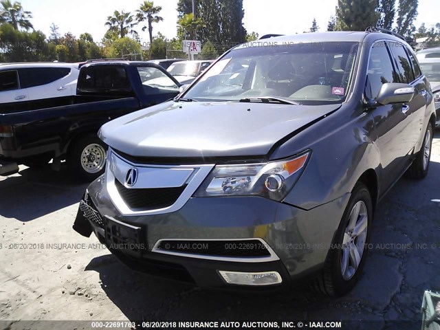 2HNYD2H66BH528176 - 2011 ACURA MDX TECHNOLOGY GRAY photo 2