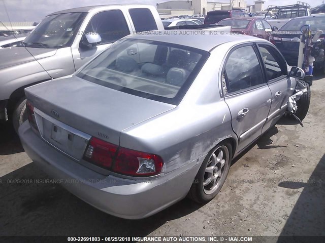 KNAGD128445287991 - 2004 KIA OPTIMA LX/EX SILVER photo 4