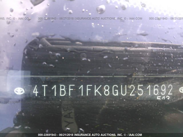 4T1BF1FK8GU251692 - 2016 TOYOTA CAMRY LE/XLE/SE/XSE BLACK photo 9