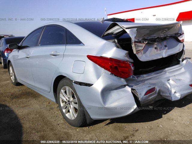 5NPEB4AC5DH626328 - 2013 HYUNDAI SONATA GLS Light Blue photo 3