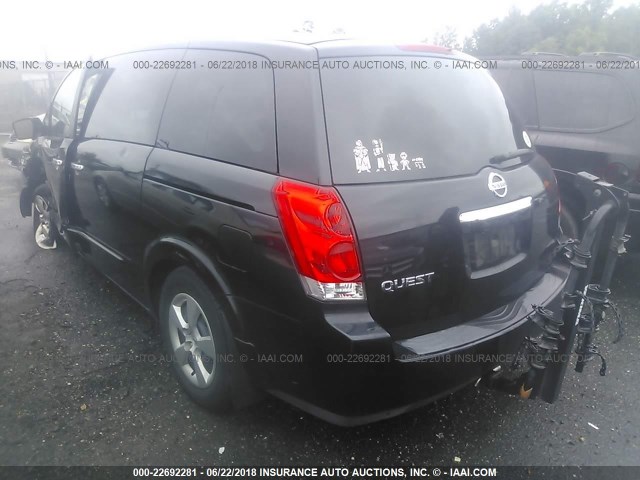 5N1BV28U37N108778 - 2007 NISSAN QUEST S/SE/SL BLACK photo 3