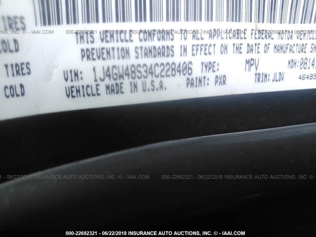 1J4GW48S34C228406 - 2004 JEEP GRAND CHEROKEE LAREDO/COLUMBIA/FREEDOM 黑色 照片 9