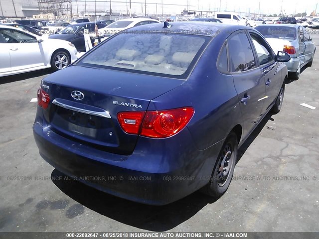 KMHDU4AD5AU886790 - 2010 HYUNDAI ELANTRA BLUE/GLS/SE BLUE photo 4