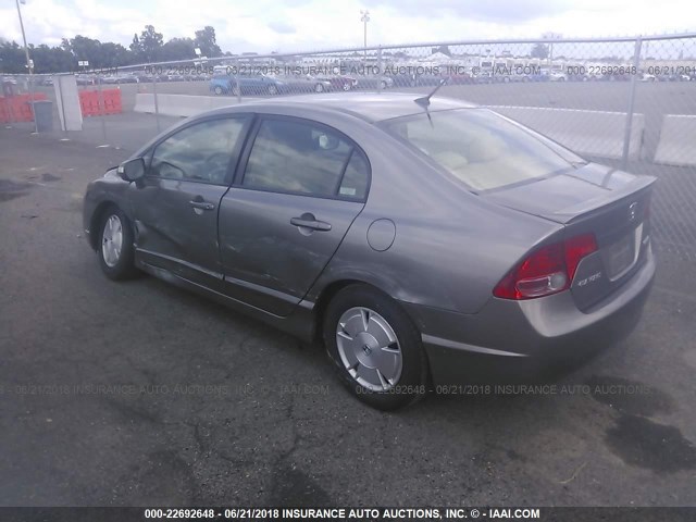 JHMFA36268S025002 - 2008 HONDA CIVIC HYBRID GRAY photo 3