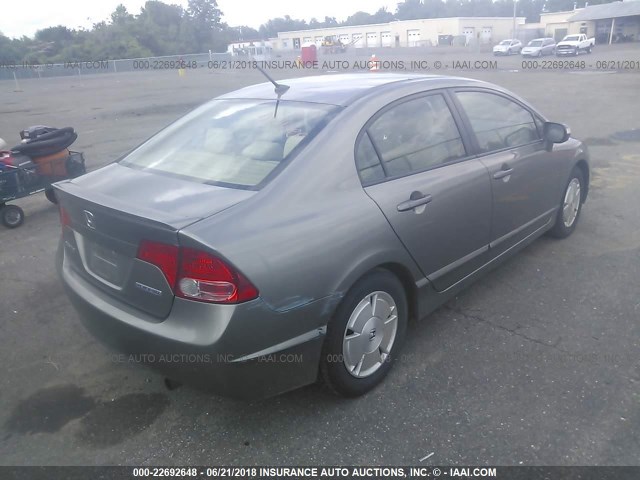 JHMFA36268S025002 - 2008 HONDA CIVIC HYBRID GRAY photo 4