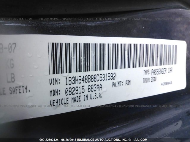 1B3HB48B88D531592 - 2008 DODGE CALIBER SXT TEAL photo 9