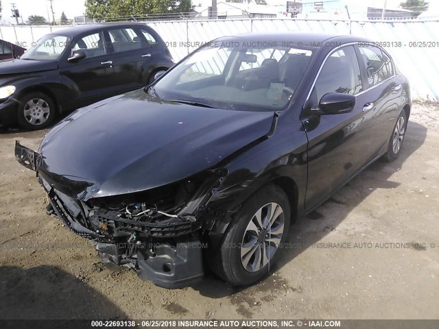 1HGCR2F33FA069396 - 2015 HONDA ACCORD LX BLACK photo 2