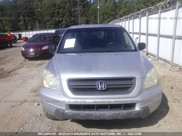 2HKYF18123H545743 - 2003 HONDA PILOT LX SILVER photo 6