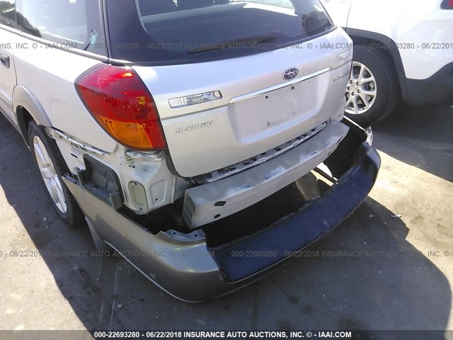 4S4BP61C067360204 - 2006 SUBARU LEGACY OUTBACK 2.5I SILVER photo 6