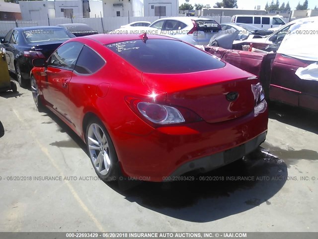 KMHHT6KDXCU074290 - 2012 HYUNDAI GENESIS COUPE 2.0T RED photo 3