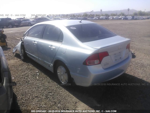 JHMFA362X7S003888 - 2007 HONDA CIVIC HYBRID BLUE photo 3