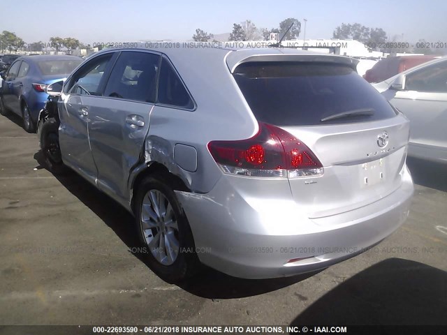 4T3ZA3BB3DU070873 - 2013 TOYOTA VENZA LE/XLE SILVER photo 3