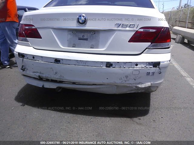 WBAHL83578DT13435 - 2008 BMW 750 I WHITE photo 6