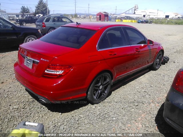 WDDGF8AB4DG141085 - 2013 MERCEDES-BENZ C 300 4MATIC RED photo 4