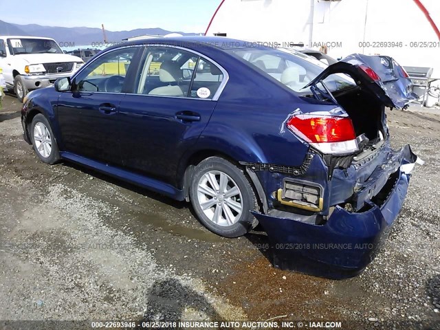 4S3BMBC60A3213801 - 2010 SUBARU LEGACY 2.5I PREMIUM BLUE photo 3