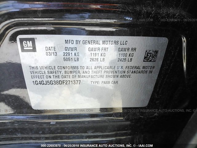 1G4GJ5G38DF271377 - 2013 BUICK LACROSSE TOURING BLACK photo 9