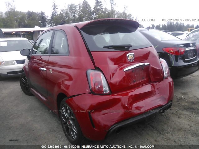 3C3CFFFH8FT544824 - 2015 FIAT 500 ABARTH RED photo 3