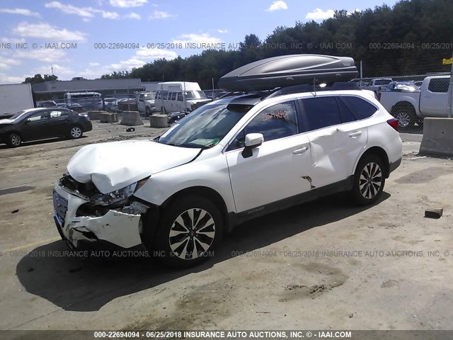 4S4BSANC2G3272551 - 2016 SUBARU OUTBACK 2.5I LIMITED WHITE photo 2