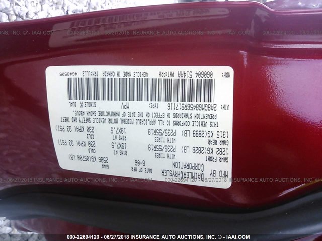 2A8GM68456R917116 - 2006 CHRYSLER PACIFICA TOURING RED photo 9