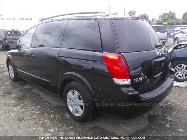 5N1BV28U55N135462 - 2005 NISSAN QUEST S/SE/SL BLACK photo 3