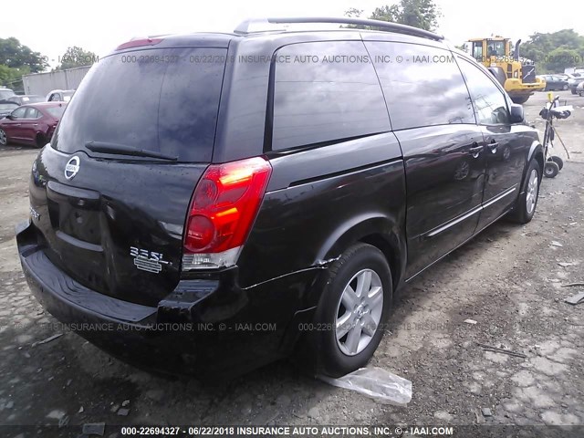 5N1BV28U55N135462 - 2005 NISSAN QUEST S/SE/SL BLACK photo 4