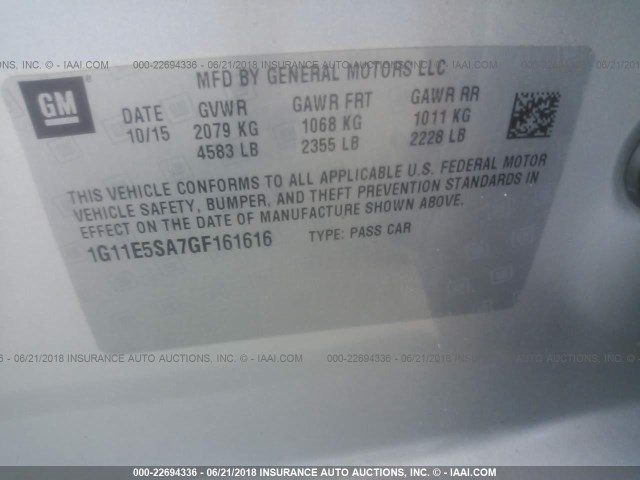 1G11E5SA7GF161616 - 2016 CHEVROLET MALIBU LIMITED LTZ Gümüş foto 9