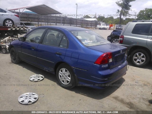 1HGES163X5L023767 - 2005 HONDA CIVIC DX VP 蓝色 照片 3